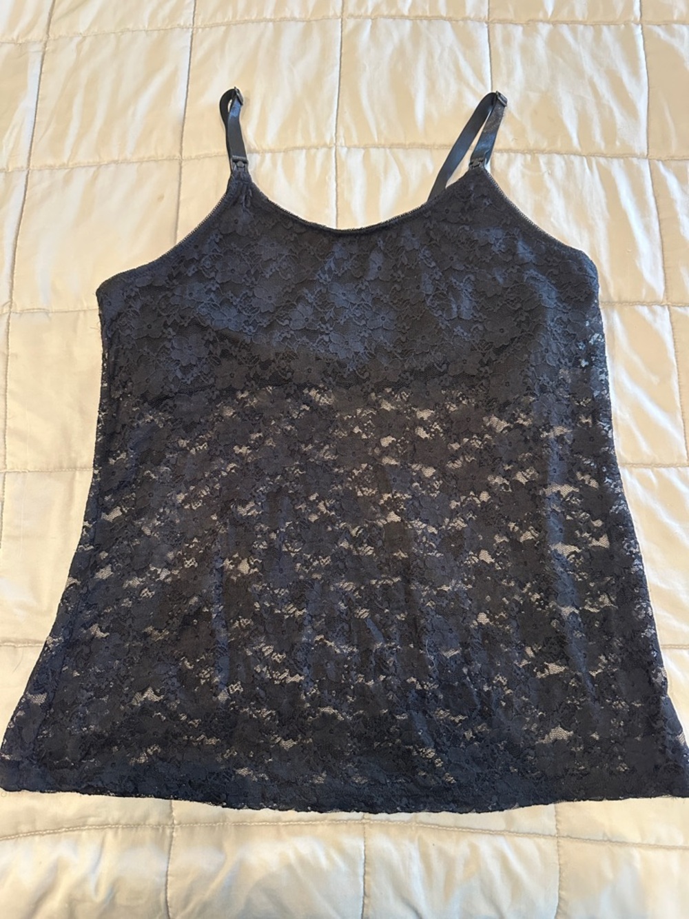 Lamaze Black Floral Lace Nursing Camisole - Adjustable Straps